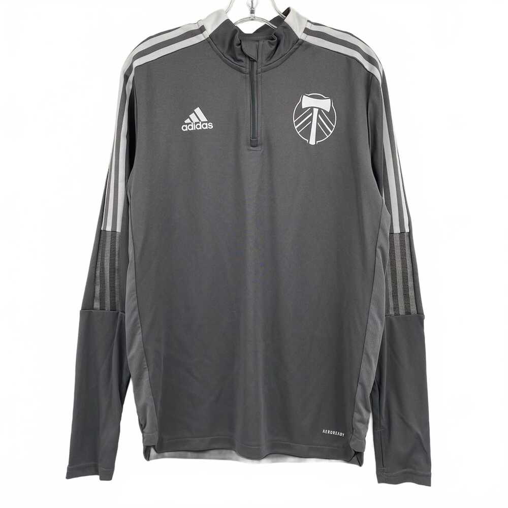 adidas Gray White Long Sleeve Tee Quarter Zip | Mens M